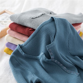 显瘦长袖 秋冬女V领套头针织打底衫 薄款 T恤chic紧身上衣内搭毛衣潮