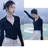 针织衫 毛衣 早秋v领内搭polo翻领秋季 女装 打底上衣春秋2025年新款