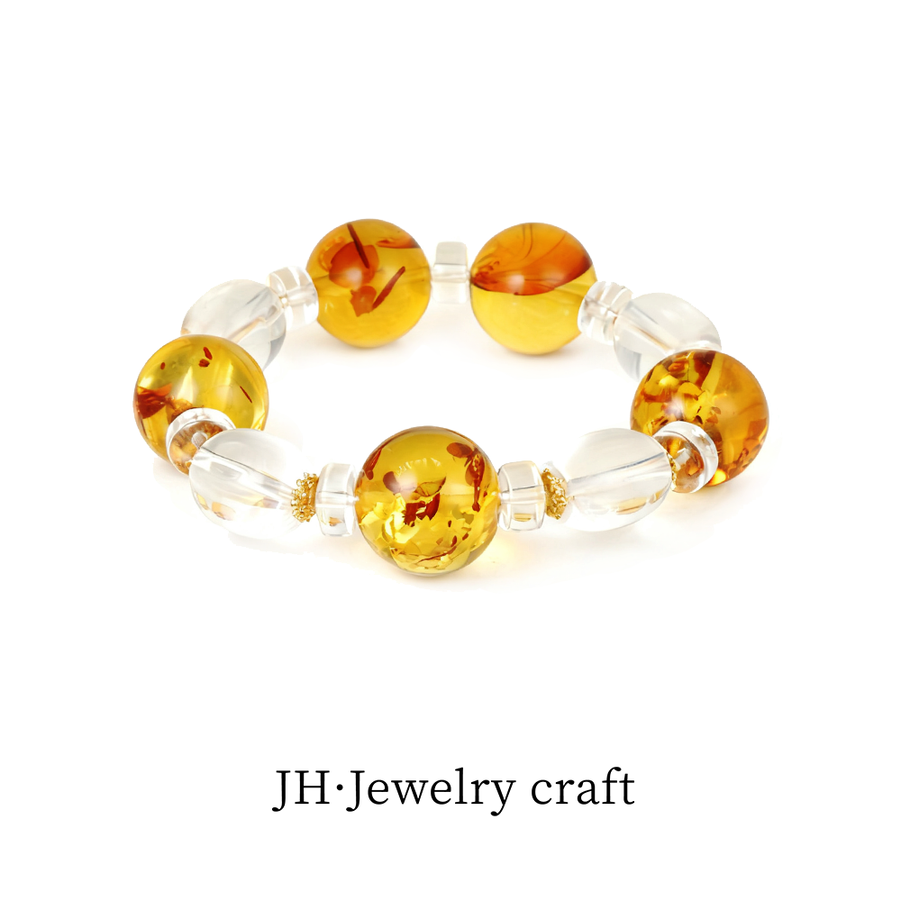 Jonny.“吟秋”高端花珀白水经典百搭手链