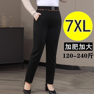 秋冬加肥加大码女裤胖mm高腰显瘦加绒中年妈妈小脚休闲裤子 200斤