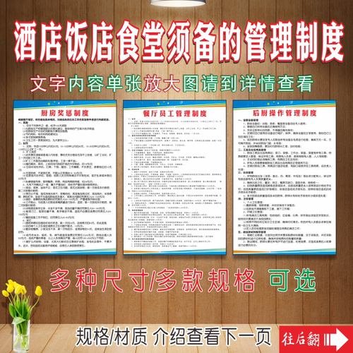 厨房员工管理制度墙贴pp胶海报