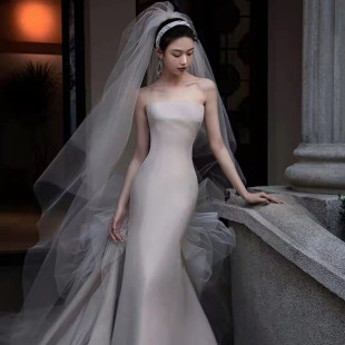 双层长款 素纱进口韩国纱帝凡饰品新娘结婚头纱礼服馆影楼配饰