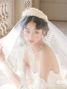 帝凡饰品手工原创重工烫花清新文艺发箍琳琅花冠手作新娘结婚发饰