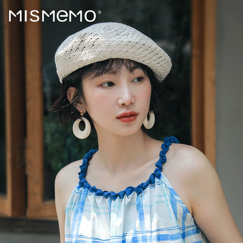 MISMEMO春夏透气亚麻镂空贝雷帽