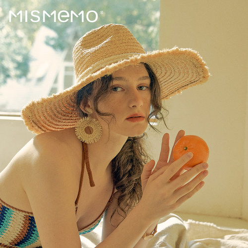 MISMEMO拉菲草沙滩防晒帽女夏