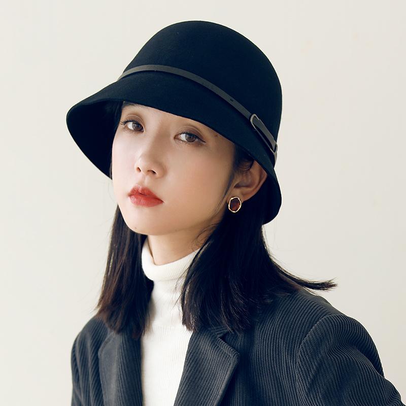 MISMEMO绵羊毛渔夫帽女秋冬百搭盆帽/复古礼帽