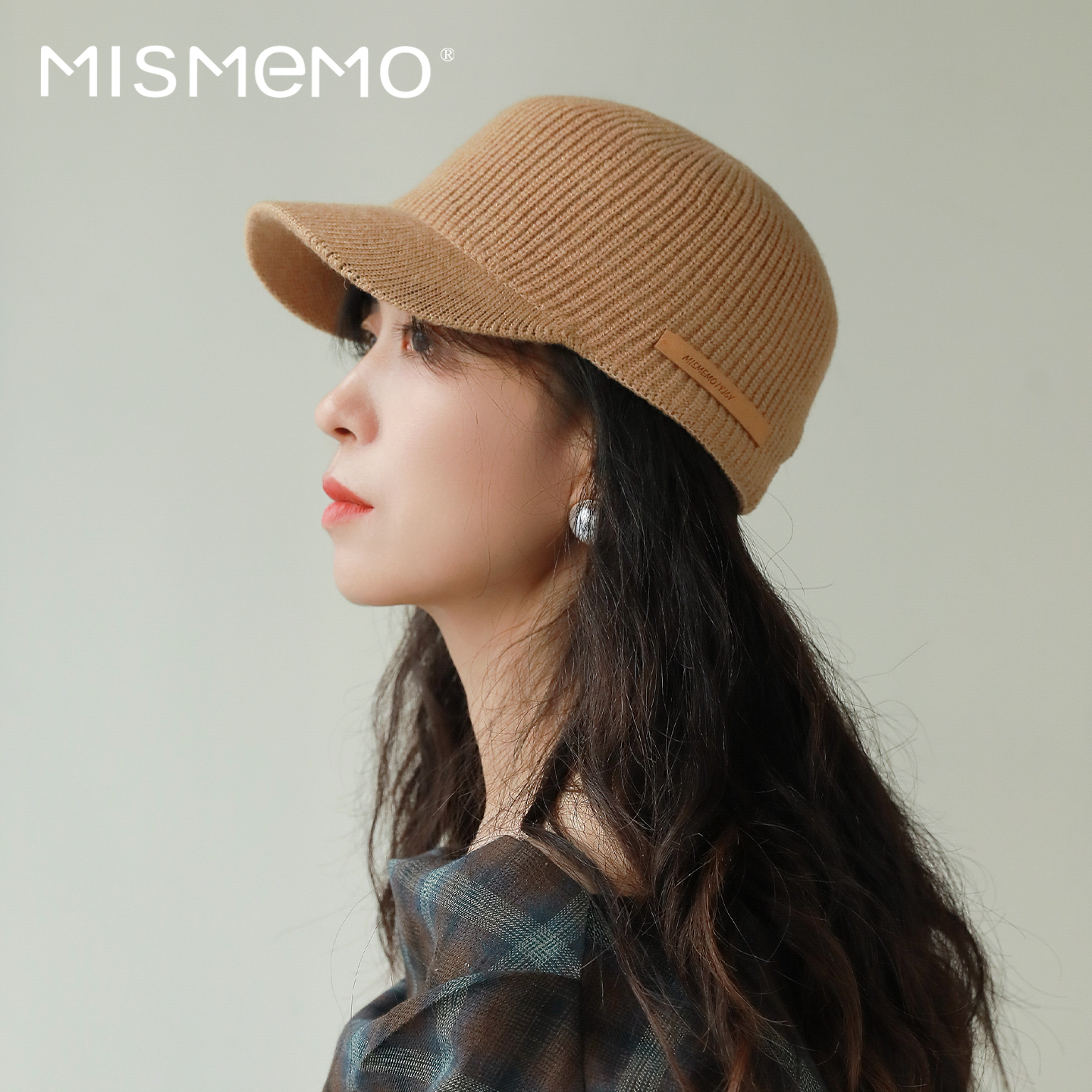 MISMEMO复古针织鸭舌帽女秋冬季2025新款显脸小百搭时尚马术帽
