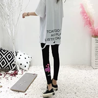 Quần legging nữ mỏng mặc cotton hồng da báo hoạt hình mùa thu hoang dã kéo dài giảm béo thể thao chân chín quần - Quần tây thường quần legging bé gái