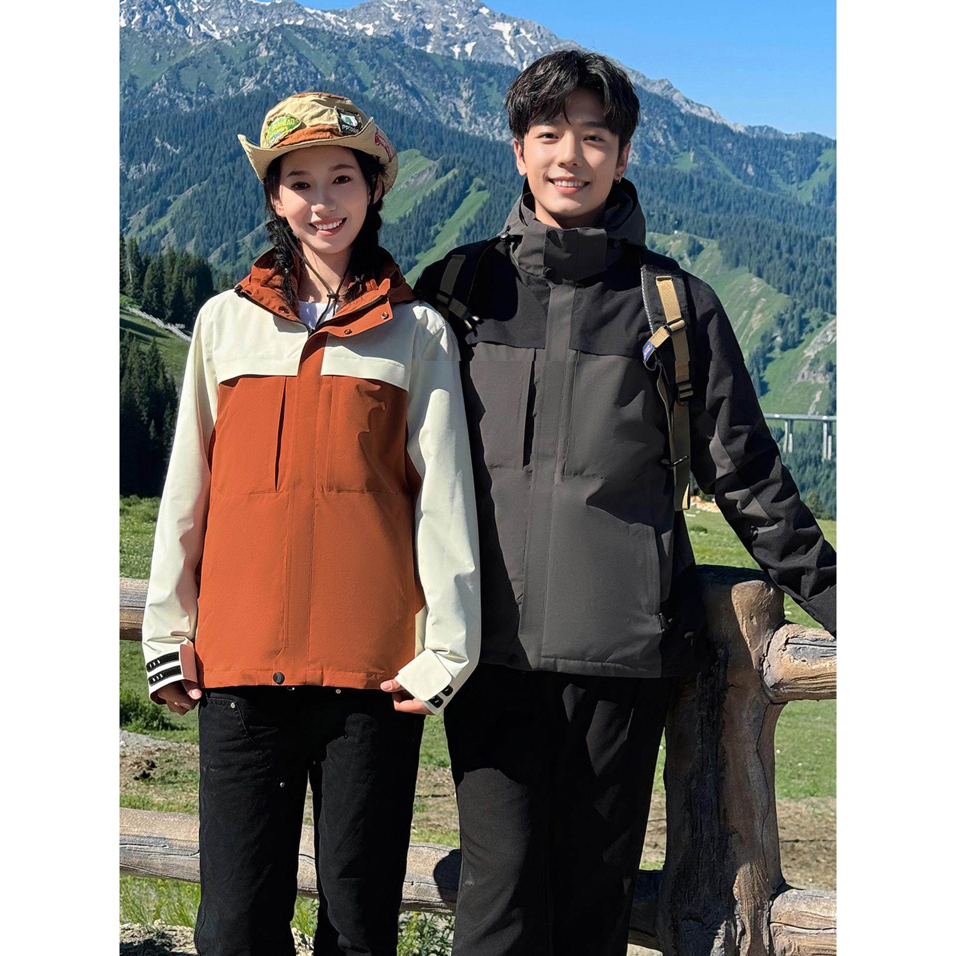 猎旅狐绒冲锋闲衣定制休三合银一二可脱卸件套户外运动情侣装印字