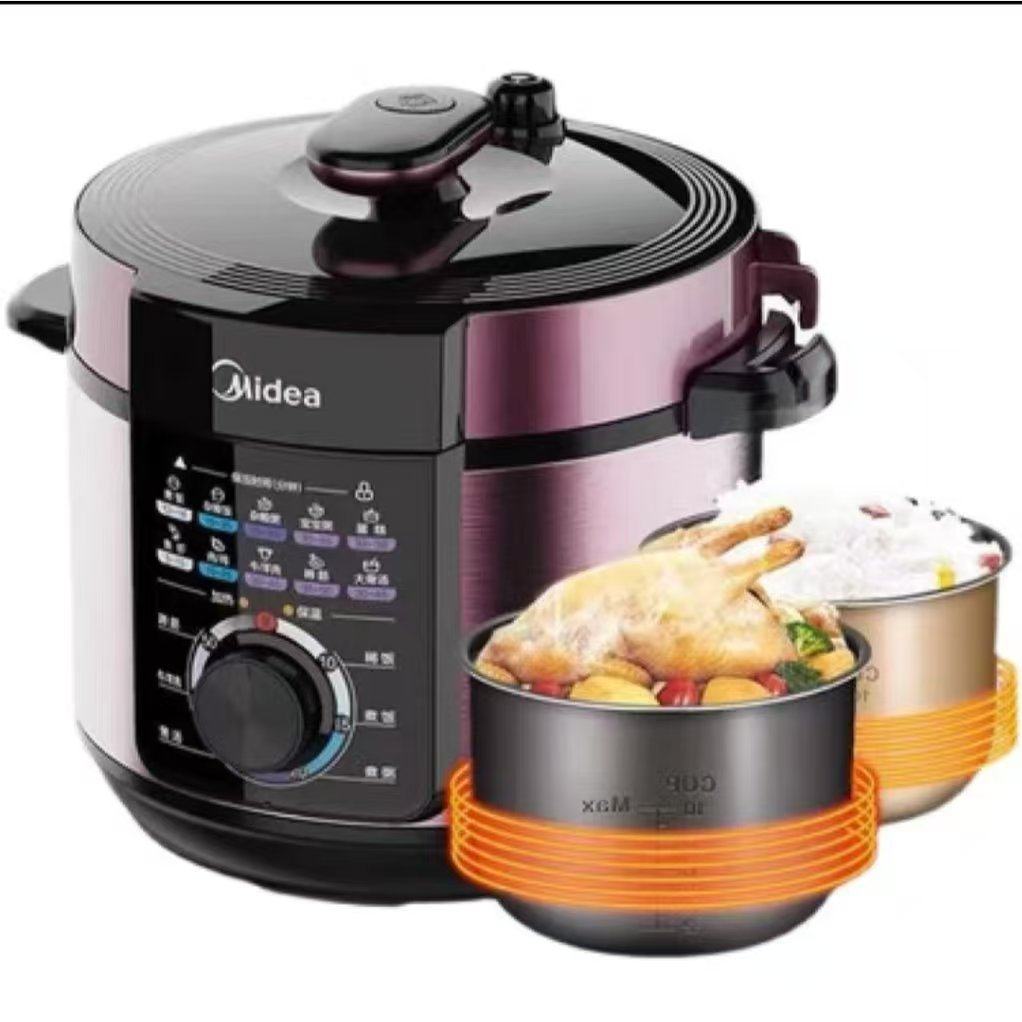 美的电压力锅5L拧键开关MY-E5329黑晶内胆蒸煮炖机械