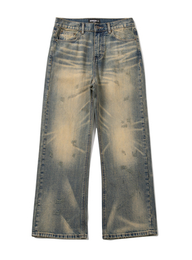 WENFENG LI 25FW牛王14OZ泥黄水洗做旧美国康龙CONE直筒A字牛仔裤