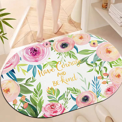 田园花朵硅藻泥地垫浴室吸水防滑