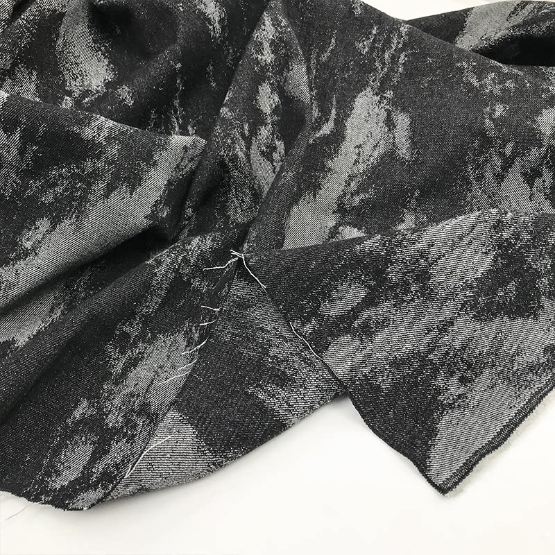 黑灰扎染牛仔布料水洗厚款手工diy包包帽外套裤子服装设计师面料