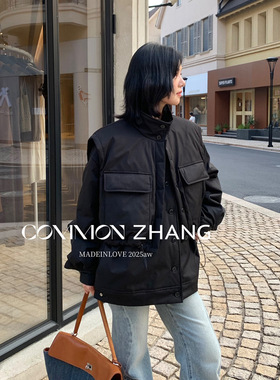 CZ ZHANG冬假两件立领棉衣马甲女学院风百搭休闲棉服外套B48169