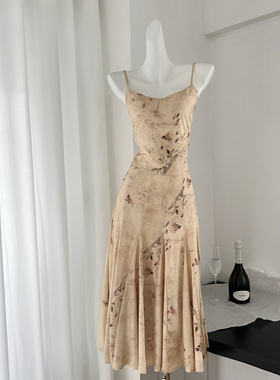 特价不退换 新中式修身吊带连衣裙夏中长款收腰显瘦内搭打底裙子