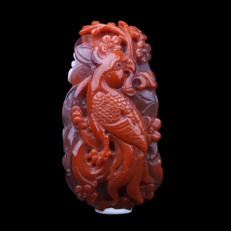 喜上眉梢挂件凉山南红玛瑙送证书