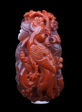 喜上眉梢挂件凉山南红玛瑙送证书