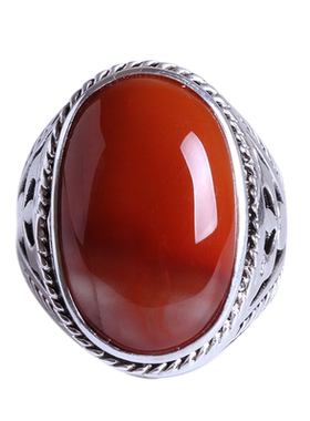 南红玛瑙四川凉山满肉火焰纹戒指