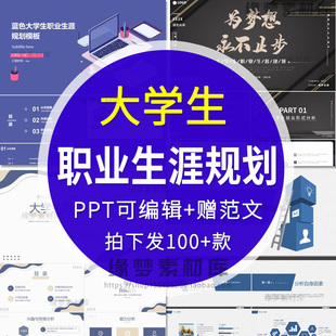 大学生职业生涯规划PPT模板设计与发展职场就业求职简历创业指导