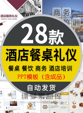 中西方餐桌礼仪PPT模板中餐西餐厅商务酒店服务社交礼节文化培训