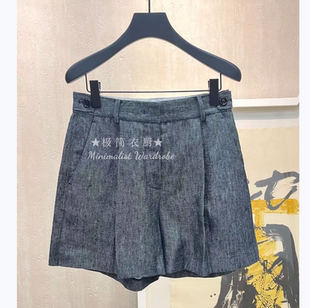 進口面料新款 亞麻短褲 高腰寬松闊腿休閑直筒百搭短褲 極簡衣廚