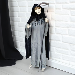 死神镰刀站立鬼万圣节道具用品鬼屋门店装饰摆件声控电动感应大鬼