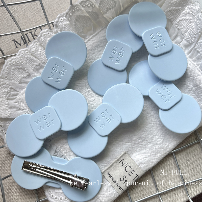 蓝色圆形发夹女2025新款高级感侧边刘海夹子头饰发卡鸭嘴夹发饰女