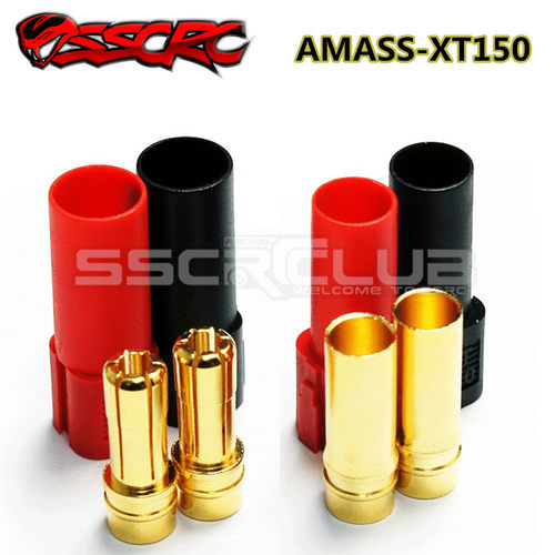 Amass XT150插头 大电流6mm镀金香蕉插头 电调 锂电设备用授权店