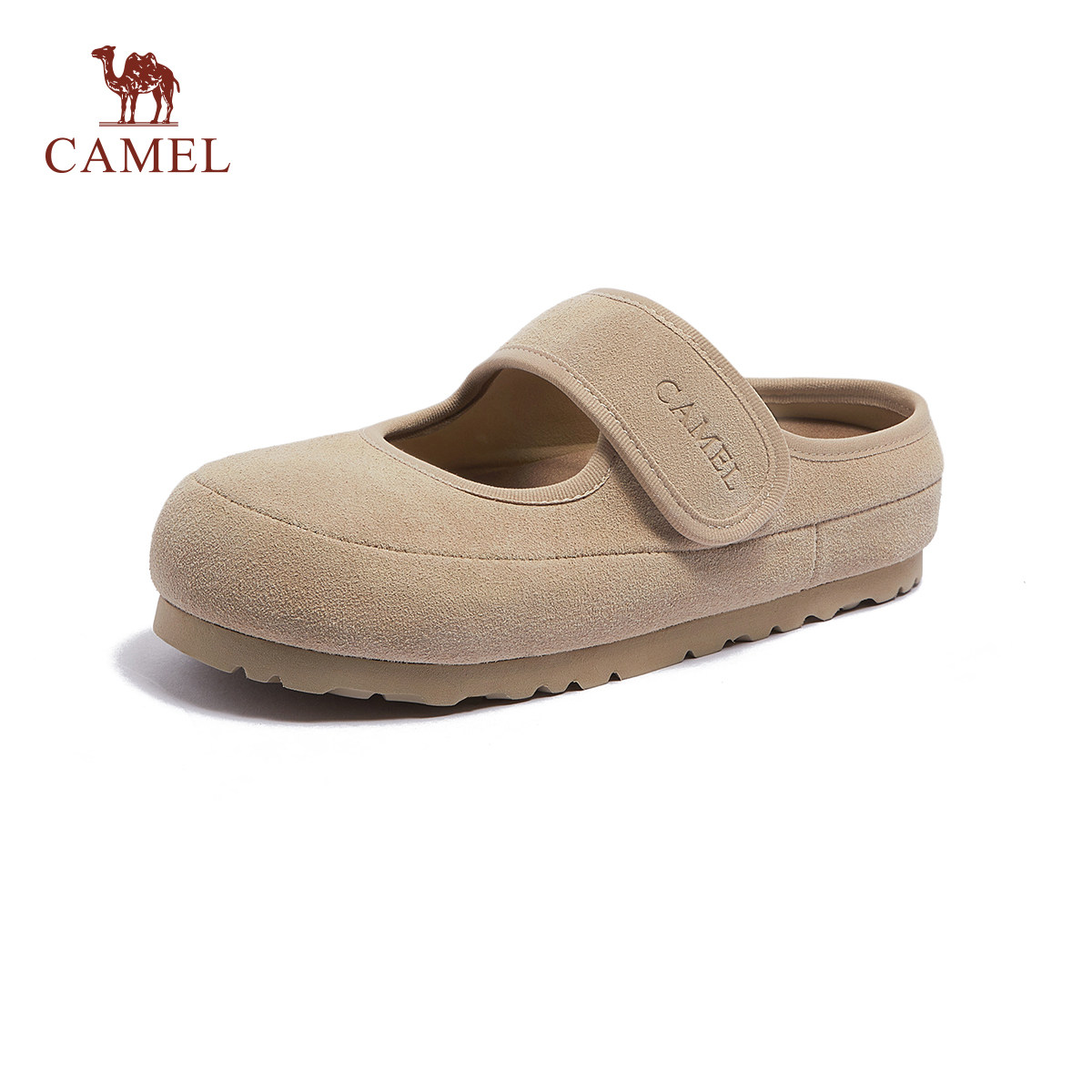 骆驼女鞋勃肯鞋2026春季新款复古休闲包头拖贴包头拖懒人平底单鞋