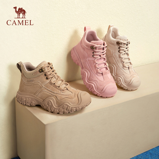 丑萌鞋 厚底高帮鞋 女工装 骆驼女鞋 棉鞋 新款 马丁靴登山鞋 2024年秋季