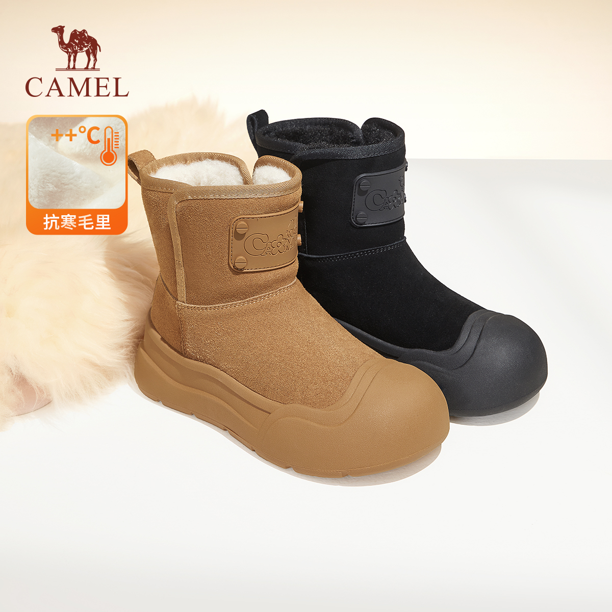 骆驼时尚雪地靴冬季加厚棉鞋女