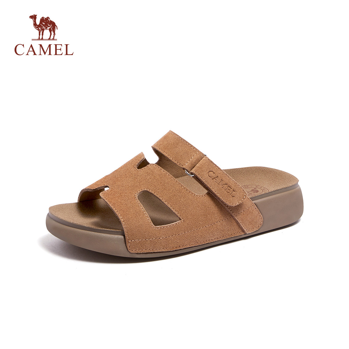 骆驼女鞋2026夏季新款一字拖清凉透气勃肯鞋时尚潮流休闲凉鞋