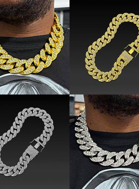 加粗古巴链仿大金链子嘻哈潮流男士项链饰品加厚电镀品质保证跨境