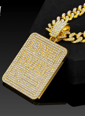 美式英文字母方块镶钻迈阿密古巴项链 跨境热卖饰品 流行首饰厂家