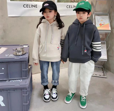 秋冬男女纯棉韩版四道杠加绒卫衣