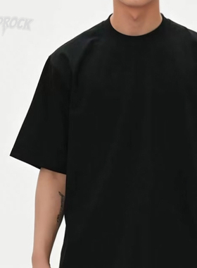 纯色圆领 TOPROCK宽松重磅t恤男纯棉黑色短袖正肩美式设计师款