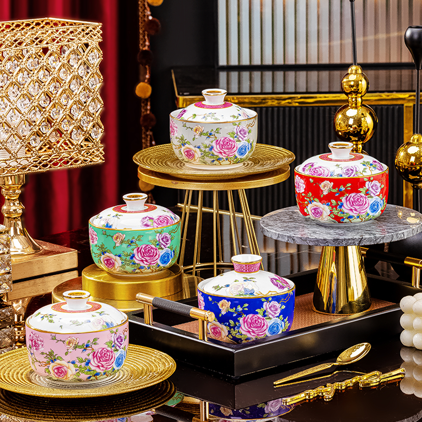 景德镇陶瓷小炖盅带盖隔水汤罐