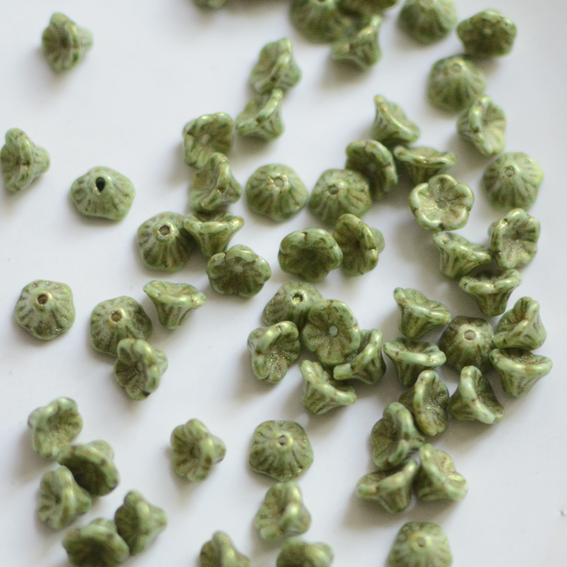 捷克进口珠4*6mm复古绿色