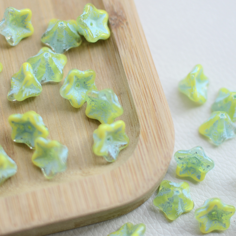 捷克进口珠8*13mm大喇叭花琉璃珠 diy串珠耳环饰品手作材料ins风