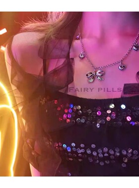 蝴蝶结爱心锁骨链吊坠心机tips 甜酷辣妹风项链女颈链锁骨链配饰