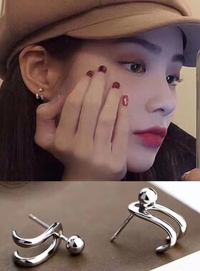 女后挂双线钩子耳钉个性耳饰女