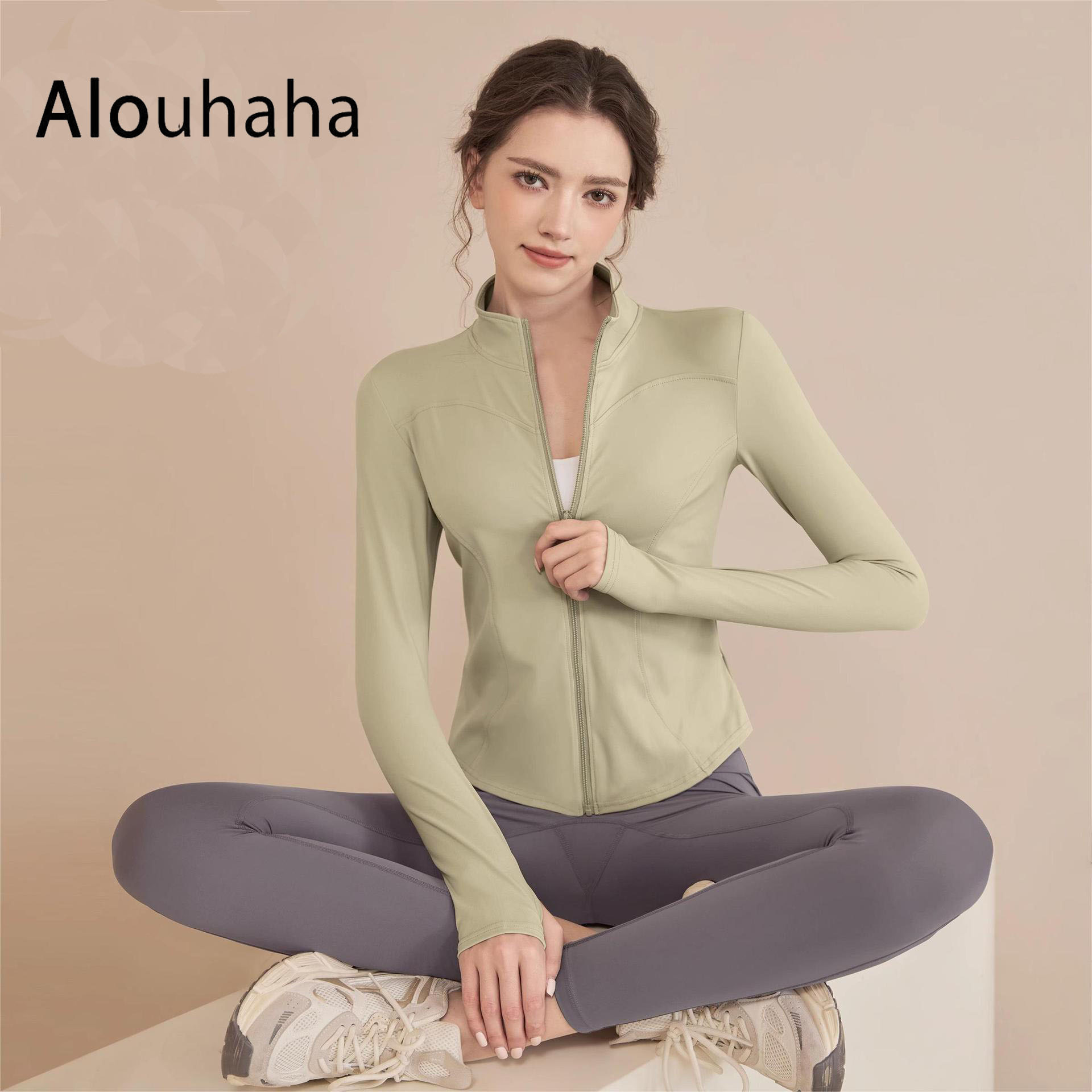 ALOUHAHAHA~瑜伽服外套女秋冬新款立领修身上衣运动跑步健身夹克