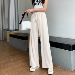 Real shot of spring and summer versatile show thin casual straight tube thin women's high waist pants wide leg pants