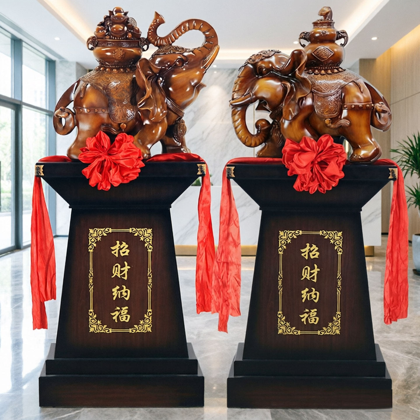 落地大象葫芦摆件一对招财纳福家居办公室装饰公司酒店开业乔迁礼