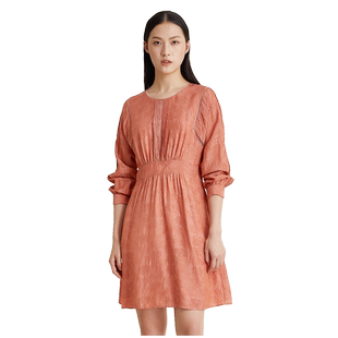 Pukka蒲牌女装桑蚕丝连衣裙2022春装新款设计感高腰裙子商场同款