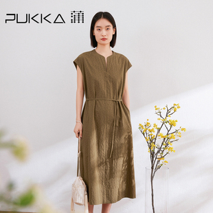 新款 圆领收腰纯棉连衣裙24夏季 新中式 蒲PUKKA