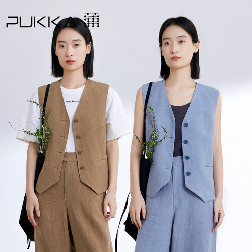 蒲PUKKA复古修身气质马甲