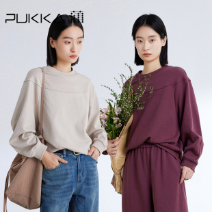 百搭短款 圆领卫衣女春秋廓形袖 卫衣 经典 蒲PUKKA