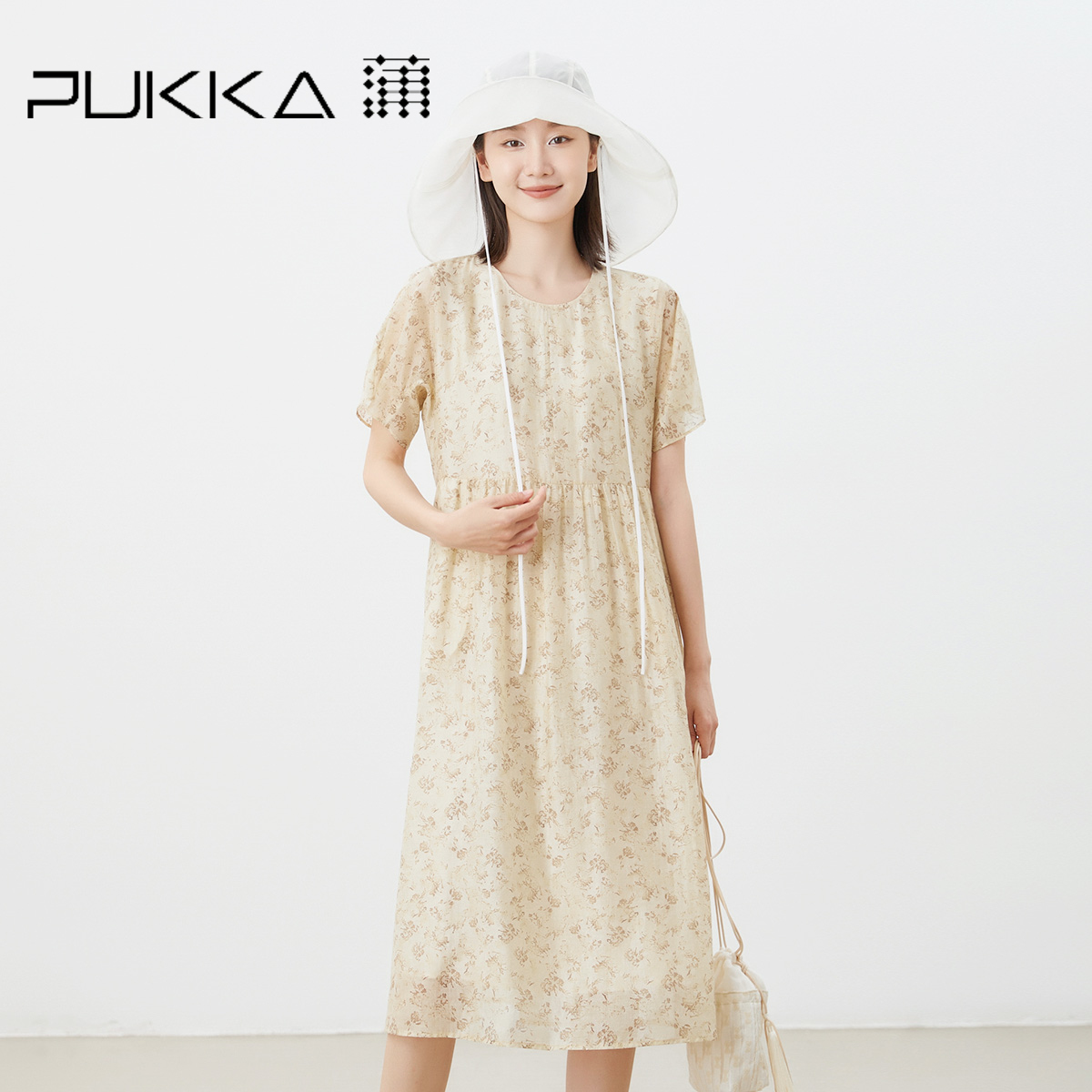 蒲牌设计感印花连衣裙