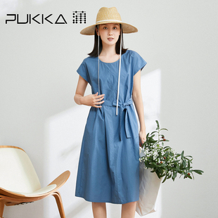 蒲PUKKA气质连衣裙女夏季 裙子女夏天 宽松显瘦轻工装